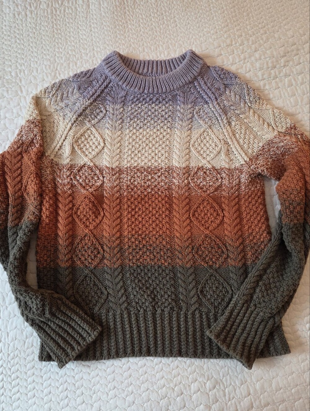 LLBean Beige Ombre Fisherman's Sweater Size Small